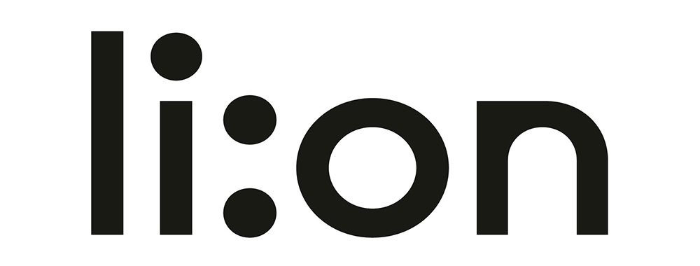 Schwarzes Logo mit den Buchstaben "li:on" auf weißem Hintergrund.